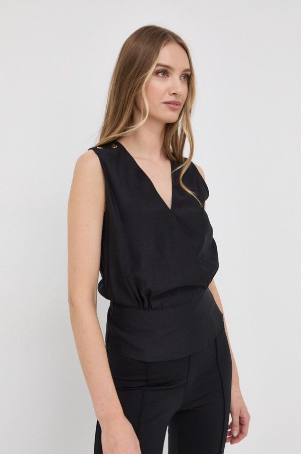 Silvian Heach bluza femei, culoarea negru, neted