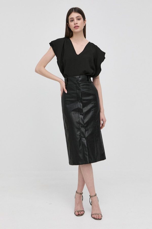 Silvian Heach bluza femei, culoarea negru, neted