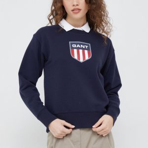 Gant bluza femei, culoarea albastru marin, cu imprimeu