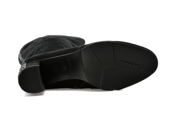Cizme EPICA negre, JI00078, din piele intoarsa