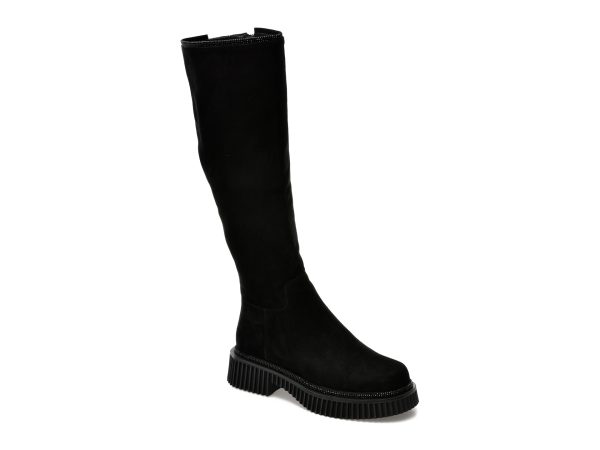 Cizme EPICA negre, QV00006, din piele intoarsa