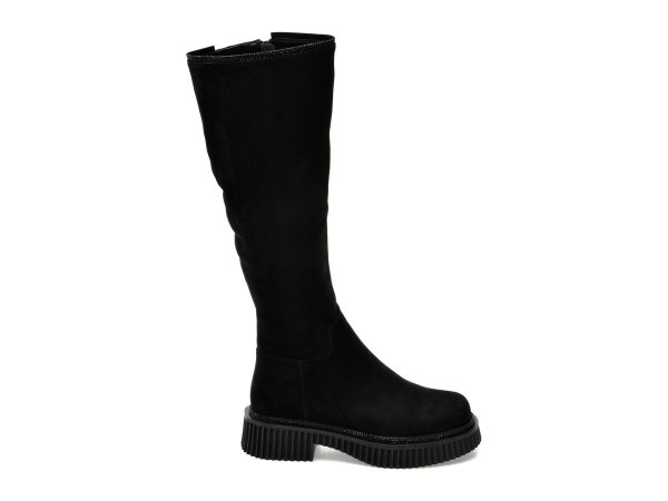 Cizme EPICA negre, QV00006, din piele intoarsa