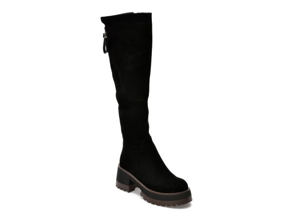 Cizme EPICA negre, QV00030, din piele intoarsa
