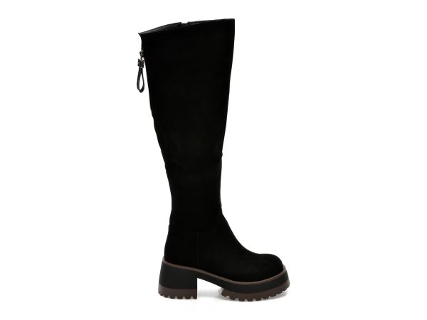 Cizme EPICA negre, QV00030, din piele intoarsa