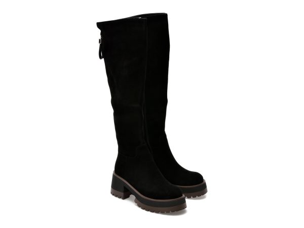 Cizme EPICA negre, QV00030, din piele intoarsa