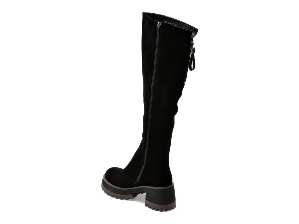 Cizme EPICA negre, QV00030, din piele intoarsa
