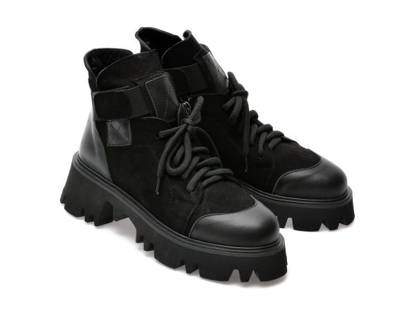 Ghete EPICA negre, 4003291, din piele intoarsa