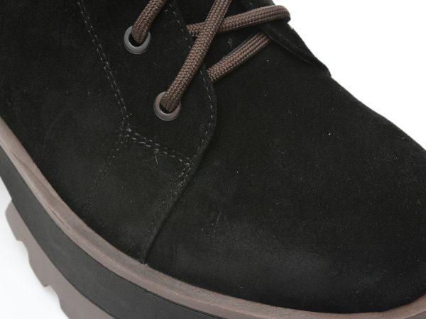 Ghete EPICA negre, QV00031, din piele intoarsa