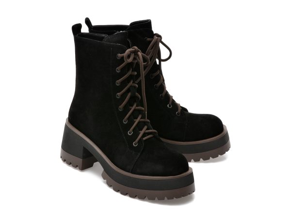 Ghete EPICA negre, QV00031, din piele intoarsa