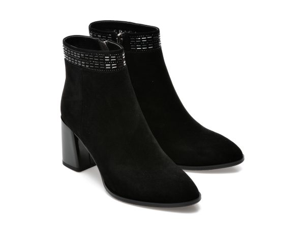 Ghete EPICA negre, QV00056, din piele intoarsa