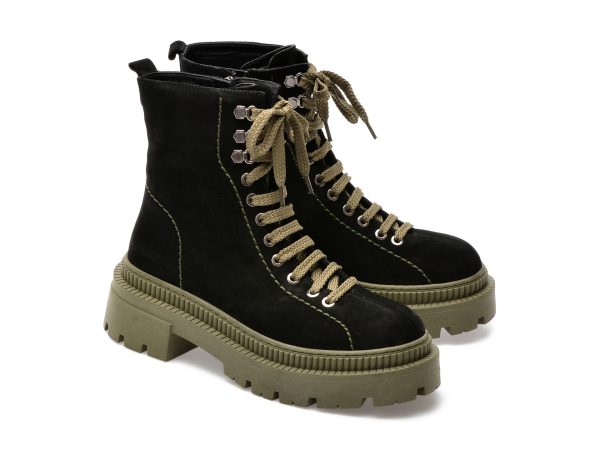 Ghete GRYXX negre, 2153351, din piele intoarsa