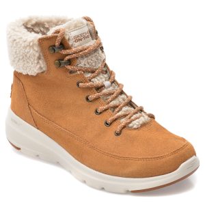 Ghete SKECHERS maro, GLACIAL ULTRA, din piele intoarsa