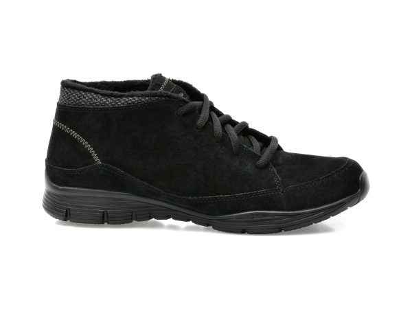 Ghete SKECHERS negre, SEAGER, din piele intoarsa