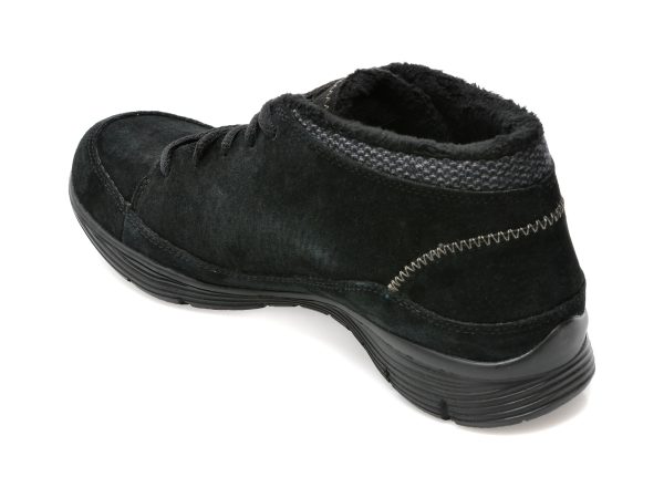Ghete SKECHERS negre, SEAGER, din piele intoarsa