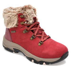 Ghete SKECHERS rosii, TREGO , din piele intoarsa