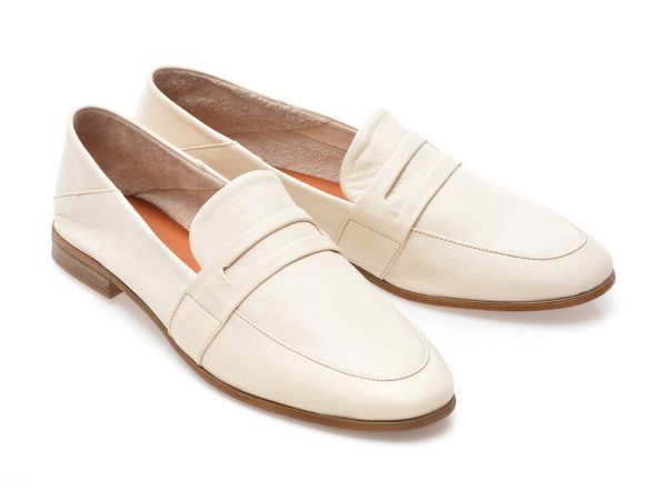 Mocasini ANNA LUCCI albi, 4105, din piele naturala