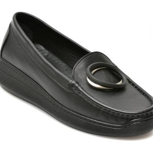 Mocasini IMAGE negri, 214054, din piele naturala