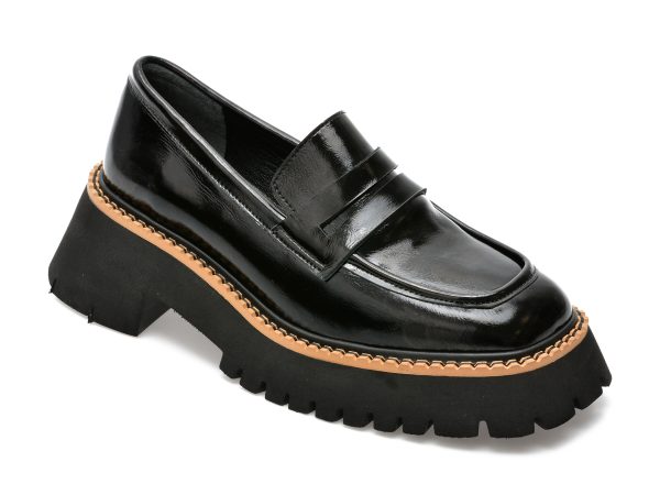 Pantofi EPICA negri, 394446, din piele naturala lacuita