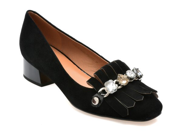 Pantofi EPICA negri, CQ018, din piele intoarsa