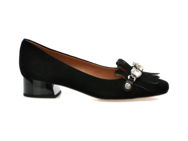 Pantofi EPICA negri, CQ018, din piele intoarsa
