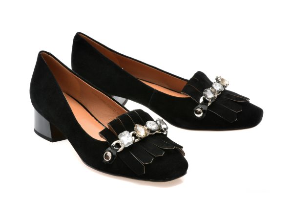 Pantofi EPICA negri, CQ018, din piele intoarsa