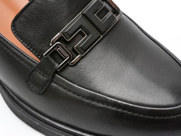 Pantofi EPICA negri, H5097, din piele naturala