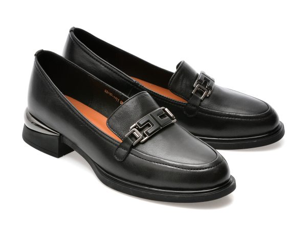 Pantofi EPICA negri, H5097, din piele naturala