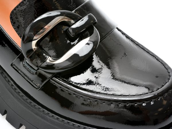 Pantofi EPICA negri, RT1779, din piele naturala lacuita