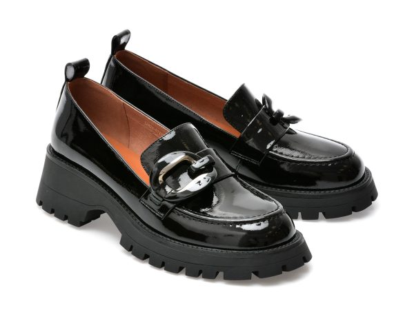 Pantofi EPICA negri, RT1779, din piele naturala lacuita