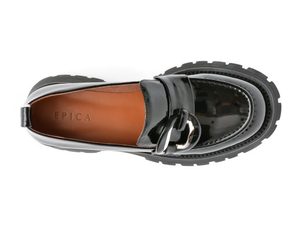 Pantofi EPICA negri, RT1779, din piele naturala lacuita