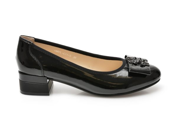 Pantofi EPICA negri, V687LG1, din piele naturala lacuita