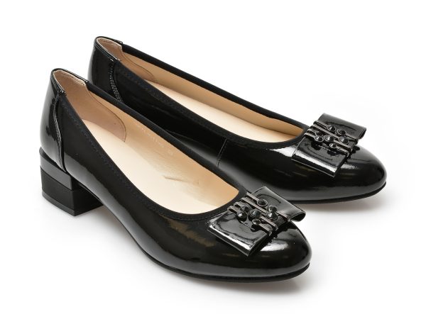 Pantofi EPICA negri, V687LG1, din piele naturala lacuita