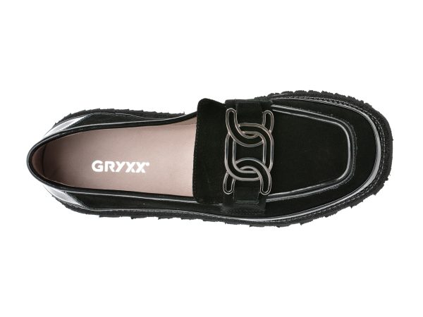 Pantofi GRYXX negri, 146630K, din piele intoarsa
