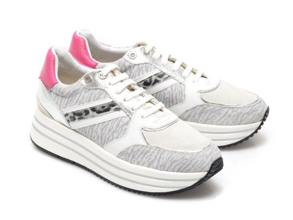 Pantofi sport GEOX albi, D16QHB, din piele naturala