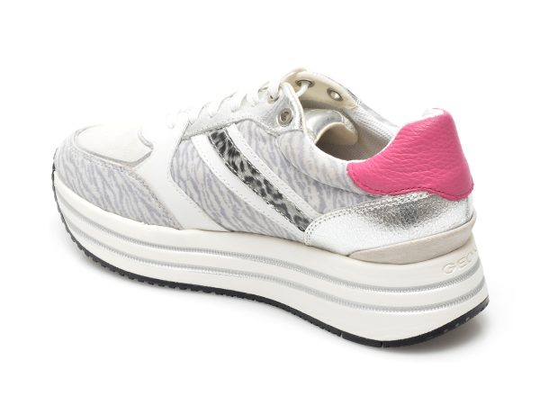 Pantofi sport GEOX albi, D16QHB, din piele naturala