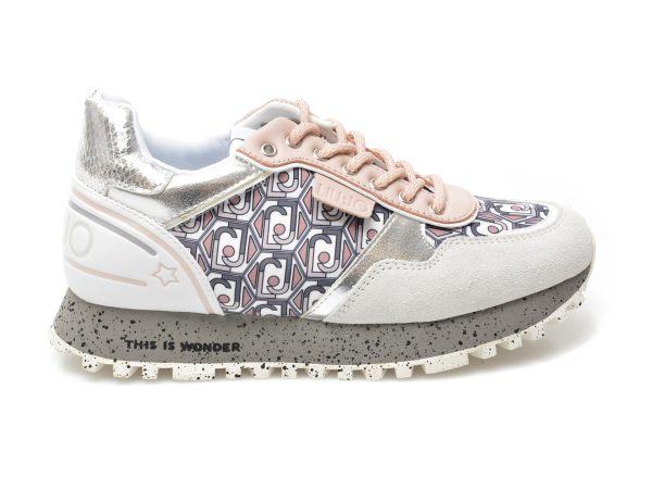 Pantofi sport LIU JO albi, WOND24, din material textil si piele naturala