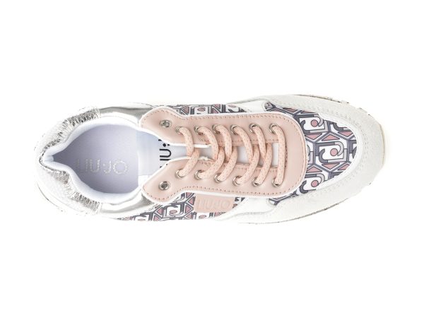 Pantofi sport LIU JO albi, WOND24, din material textil si piele naturala