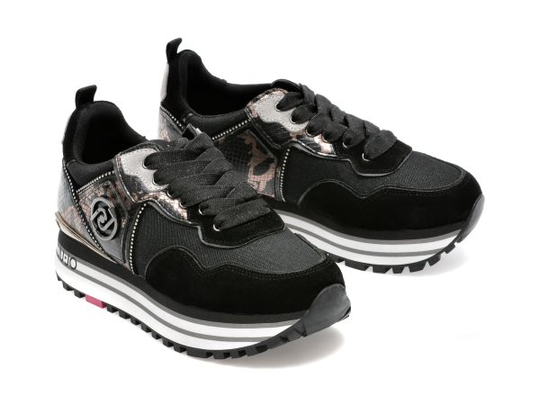 Pantofi sport LIU JO negri, MAXWO01, din material textil si piele naturala