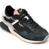 Pantofi sport PEPE JEANS negri, LS31347, din material textil si peiele naturala