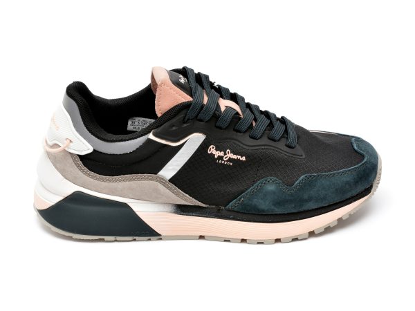 Pantofi sport PEPE JEANS negri, LS31347, din material textil si peiele naturala