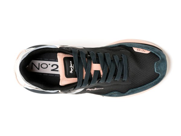 Pantofi sport PEPE JEANS negri, LS31347, din material textil si peiele naturala