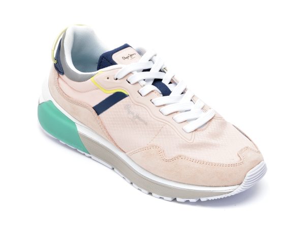 Pantofi sport PEPE JEANS roz, LS31347, din material textil si piele naturala