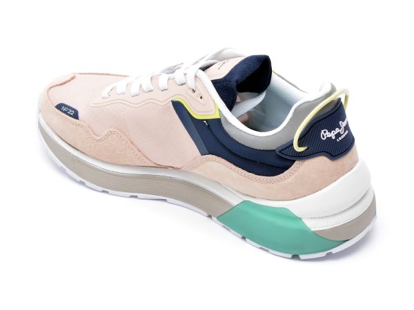 Pantofi sport PEPE JEANS roz, LS31347, din material textil si piele naturala