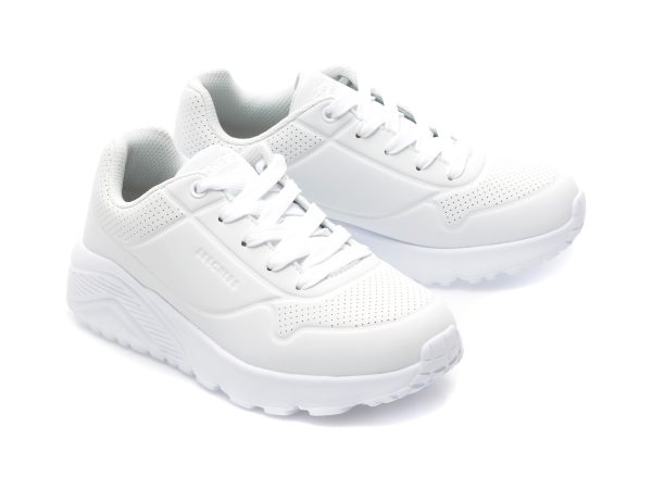 Pantofi sport SKECHERS albi, UNO LITE , din piele ecologica