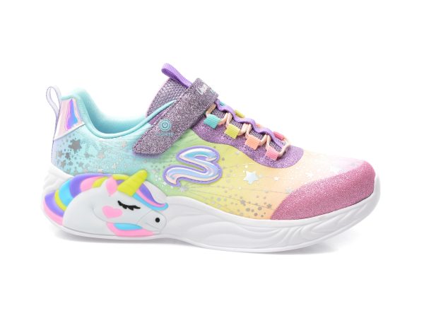 Pantofi sport SKECHERS multicolor, UNICORN DREAMS, din material textil si piele ecologica