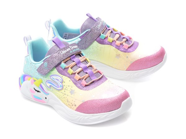 Pantofi sport SKECHERS multicolor, UNICORN DREAMS, din material textil si piele ecologica