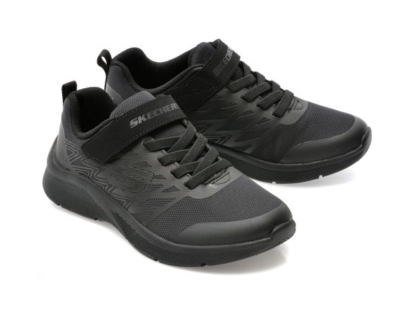 Pantofi sport SKECHERS negri, MICROSPEC , din material textil si piele ecologica