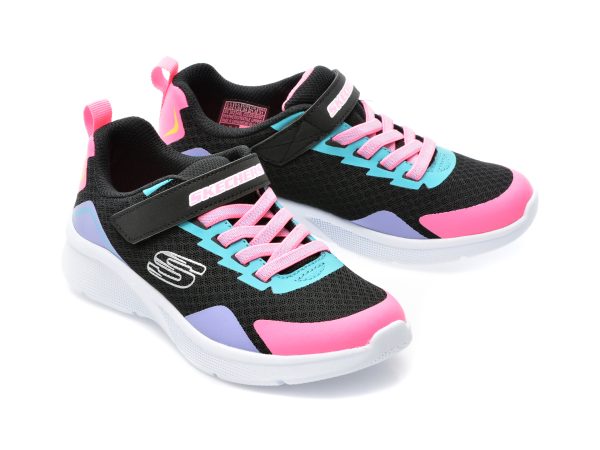 Pantofi sport SKECHERS negri, MICROSPEC , din piele ecologica si material textil