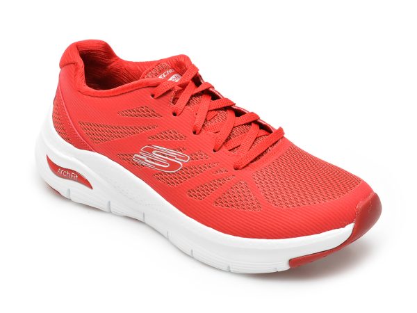 Pantofi sport SKECHERS rosii, ARCH FIT, din material textil