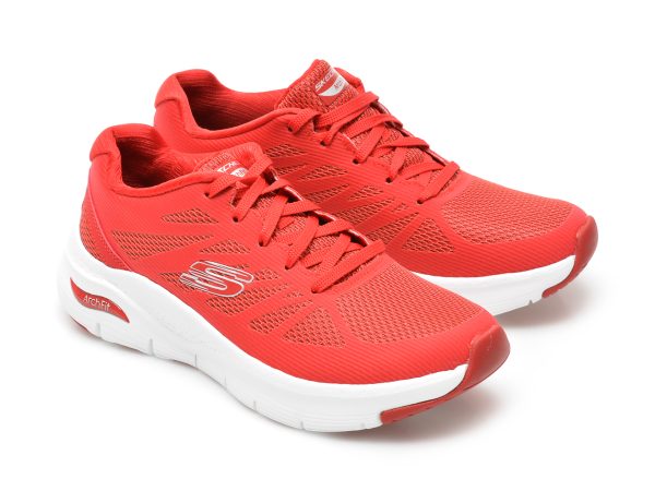 Pantofi sport SKECHERS rosii, ARCH FIT, din material textil